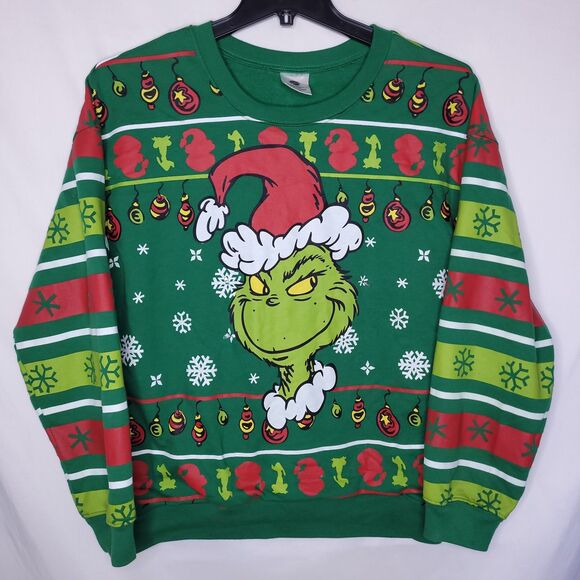 The Grinch Sweatshirt Womens XL Green, Red Fleece Light Up - Picture 1 of 11